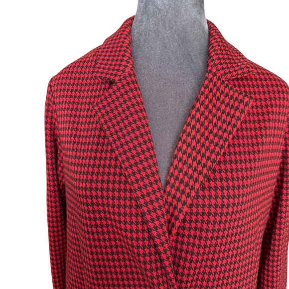 Philosophy Republic Clothing Red & Black Houndstooth Blazer Jacket S/P - Picture 3 of 5